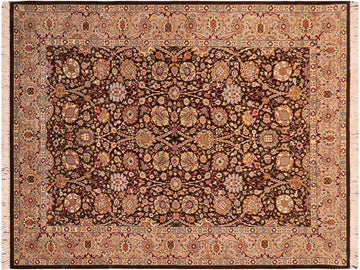 handmade Traditional  Brown Taupe Hand Knotted RECTANGLE 100% WOOL area rug 6x9